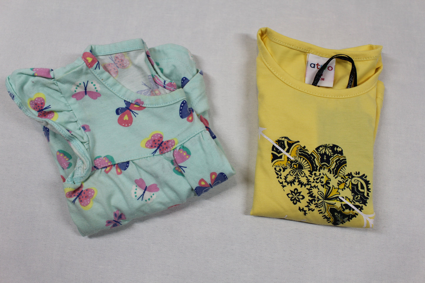 Set T-Shirts Gelb Motiv Hellgrün Mädchen 74/80
