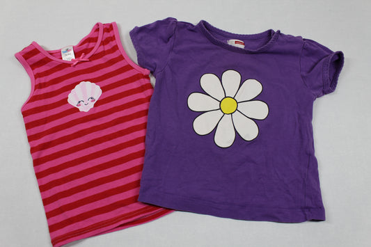 Set T-Shirt Motiv Rosarot Lila Mädchen 74/80