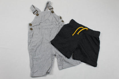 Set Latzhose Kurze Hose Dunkelgrau Jungs 74/80
