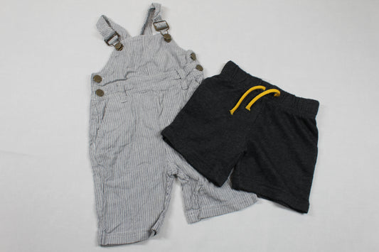 Set Latzhose Kurze Hose Dunkelgrau Jungs 74/80