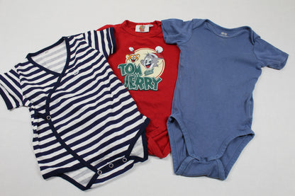 Dreierset Bodys Motiv Tom & Jerry Gestreift Uni Jungs 74/80 