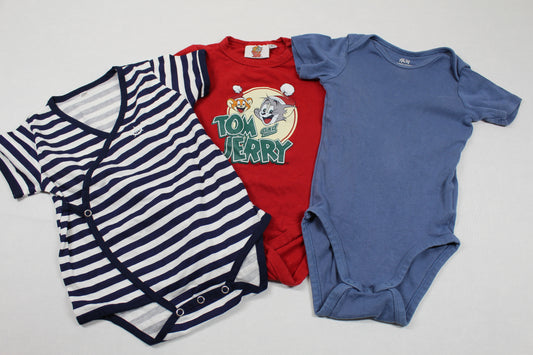 Dreierset Bodys Motiv Tom & Jerry Gestreift Uni Jungs 74/80 