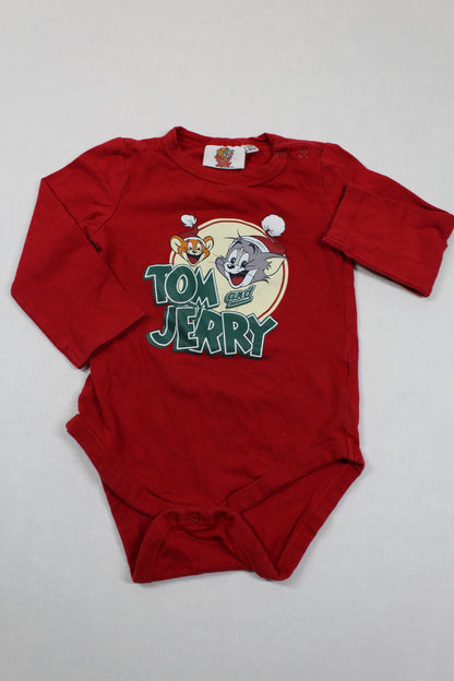 Dreierset Bodys Motiv Tom & Jerry Gestreift Uni Jungs 74/80