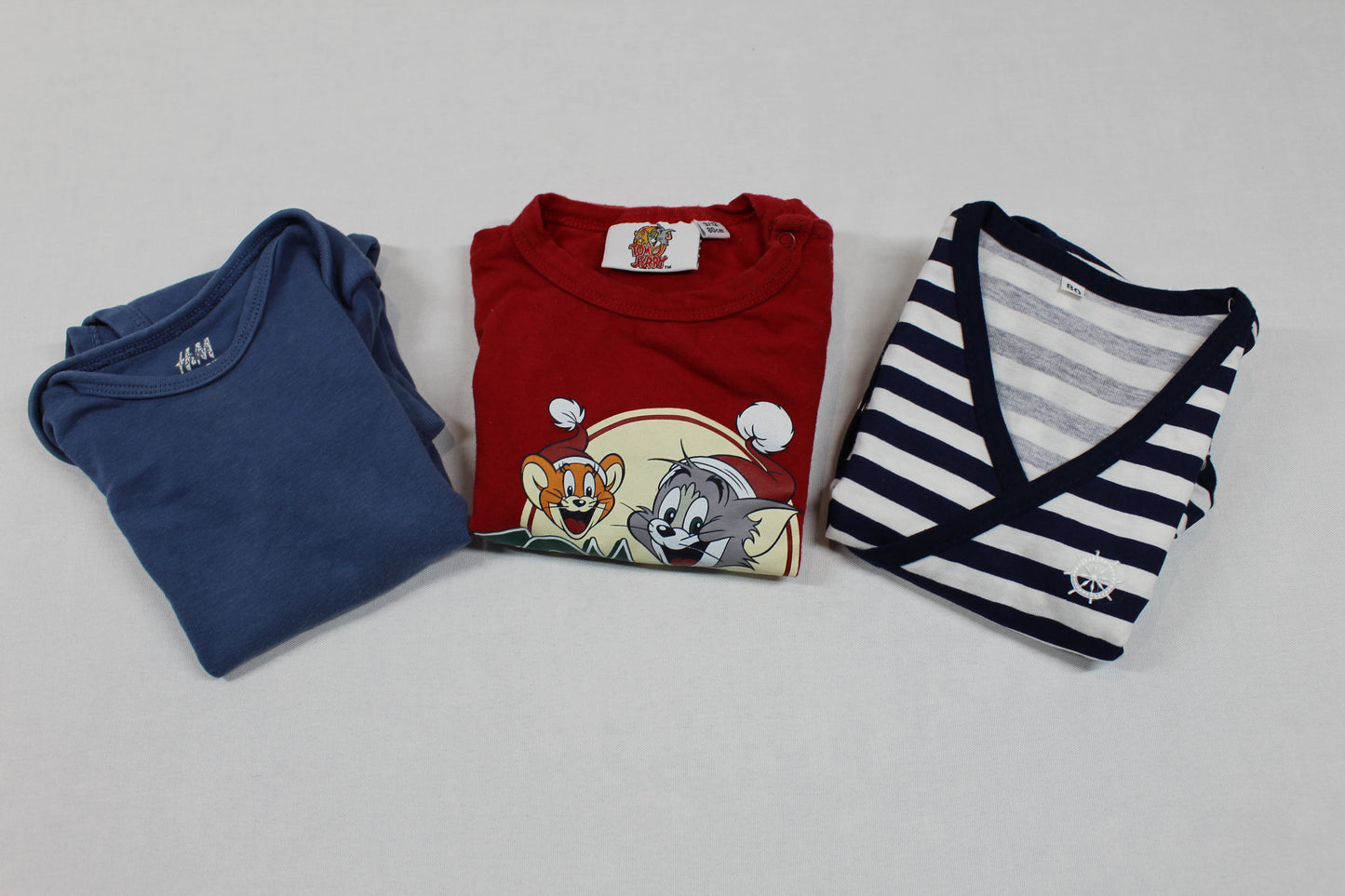 Dreierset Bodys Motiv Tom & Jerry Gestreift Uni Jungs 74/80