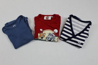 Dreierset Bodys Motiv Tom & Jerry Gestreift Uni Jungs 74/80