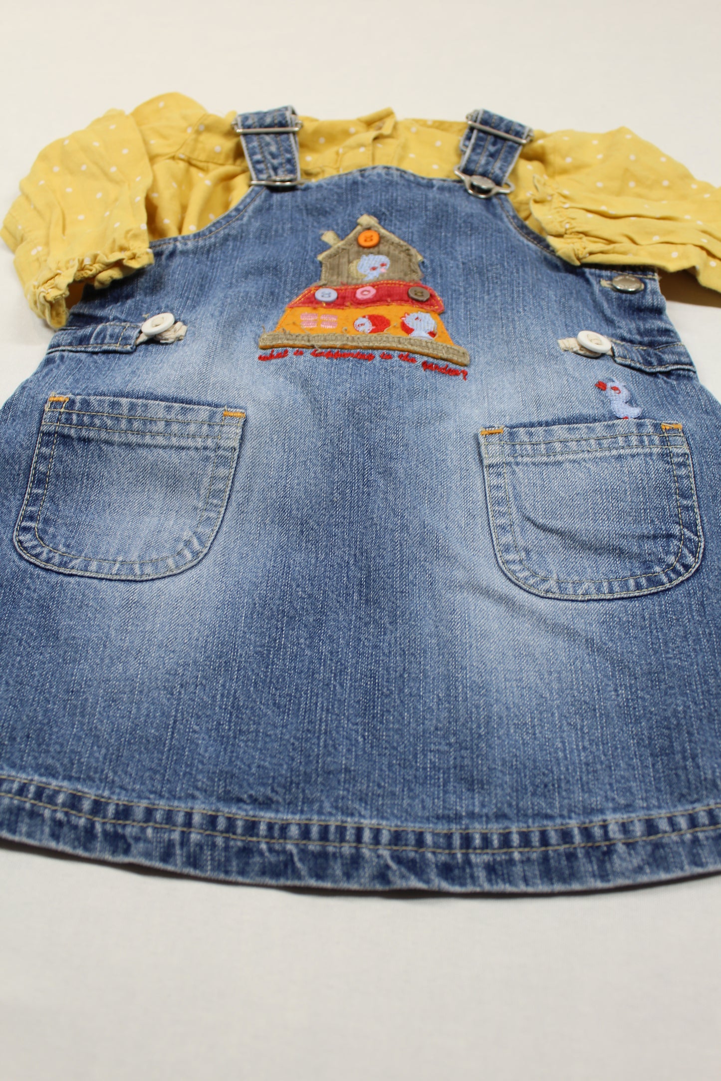 Set Bluejeans Kleid Motiv Gelb Bluse Mädchen 74/80