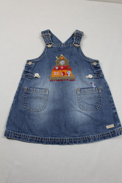 Set Bluejeans Kleid Motiv Gelb Bluse Mädchen 74/80