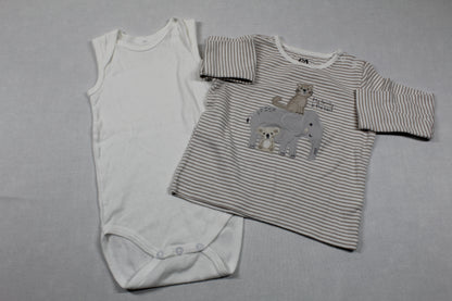 Set Bluejeans Weißer Body Langarmshirt Motiv Gestreift Jungs 74/80