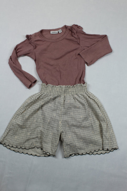 Set Kurze Hose Dunkelrosa Body Mädchen 74/80
