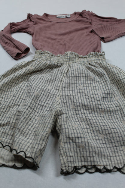 Set Kurze Hose Dunkelrosa Body Mädchen 74/80