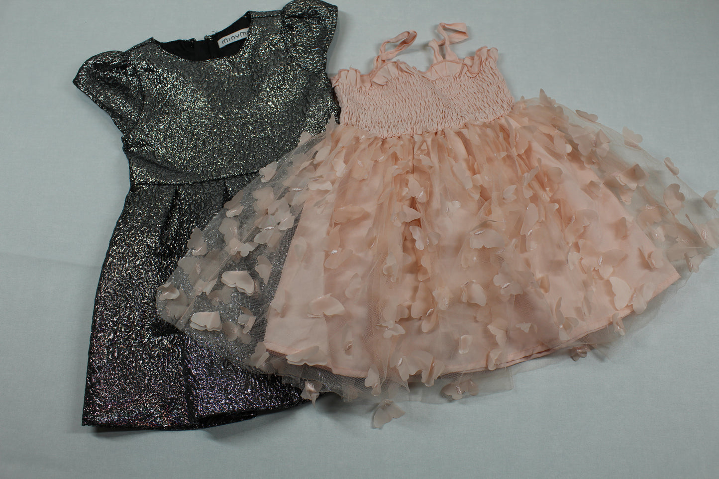 Set Rosa Kurzer Rock Silber Schwarzes Kleid Mädchen 80/86