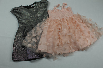 Set Rosa Kurzer Rock Silber Schwarzes Kleid Mädchen 80/86