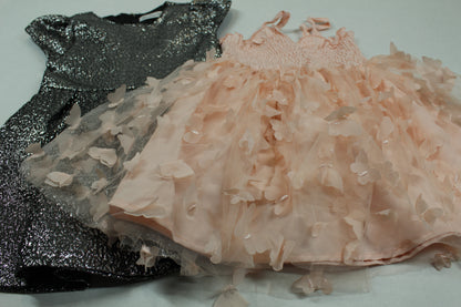 Set Rosa Kurzer Rock Silber Schwarzes Kleid Mädchen 80/86