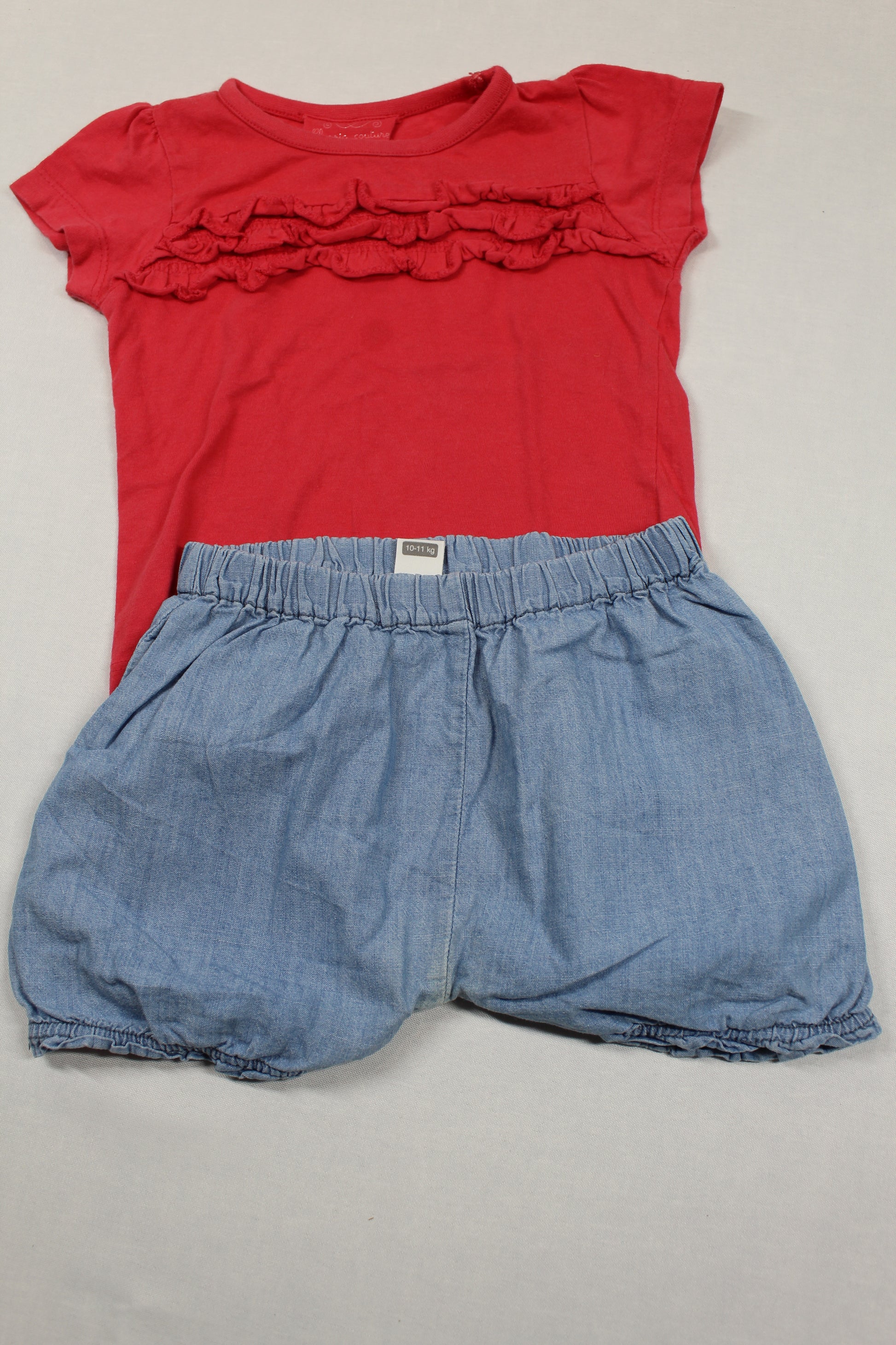 Set Bluejeans Rotes T-Shirt Mädchen 80/86