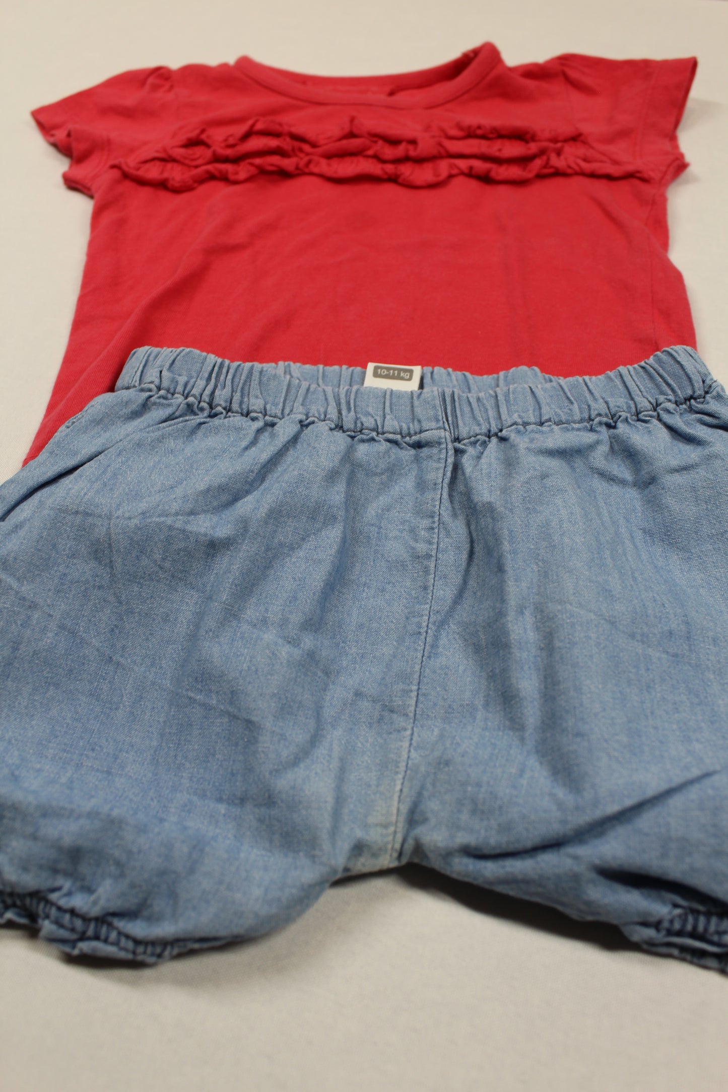 Set Bluejeans Rotes T-Shirt Mädchen 80/86