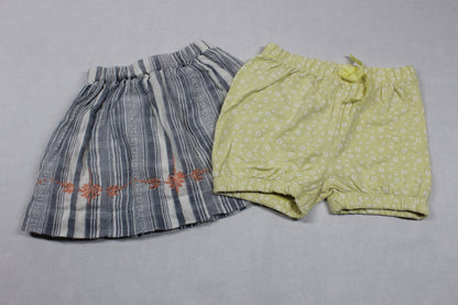 Set Kurzer Rock Gestreift Kurze Hose Gelb Mädchen 80/86