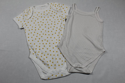 Set Bodys Weiß Grau Gepunktet Mädchen 80/86