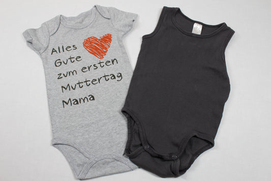 Set Bodys Uni Grau Motiv Jungs 80/86