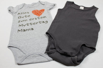 Set Bodys Uni Grau Motiv Jungs 80/86