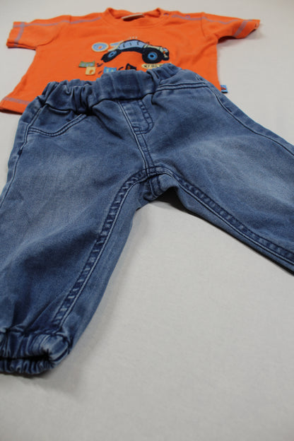 Set Orange T-Shirt Motv Bluejeans Jungs 62