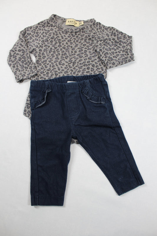 Set Leopard Optik Body Bluejeans Mädchen 62