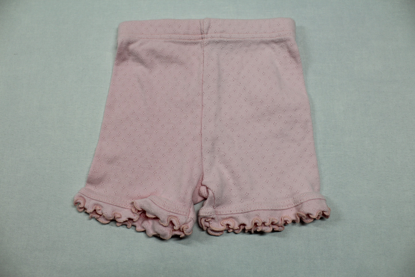 Set Kurze Hose Rosa Langarmshirt Grün Blumenmuster Mädchen 62