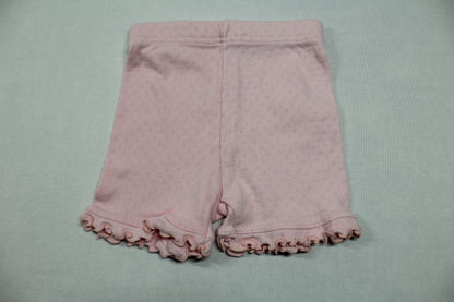 Set Kurze Hose Rosa Langarmshirt Grün Blumenmuster Mädchen 62