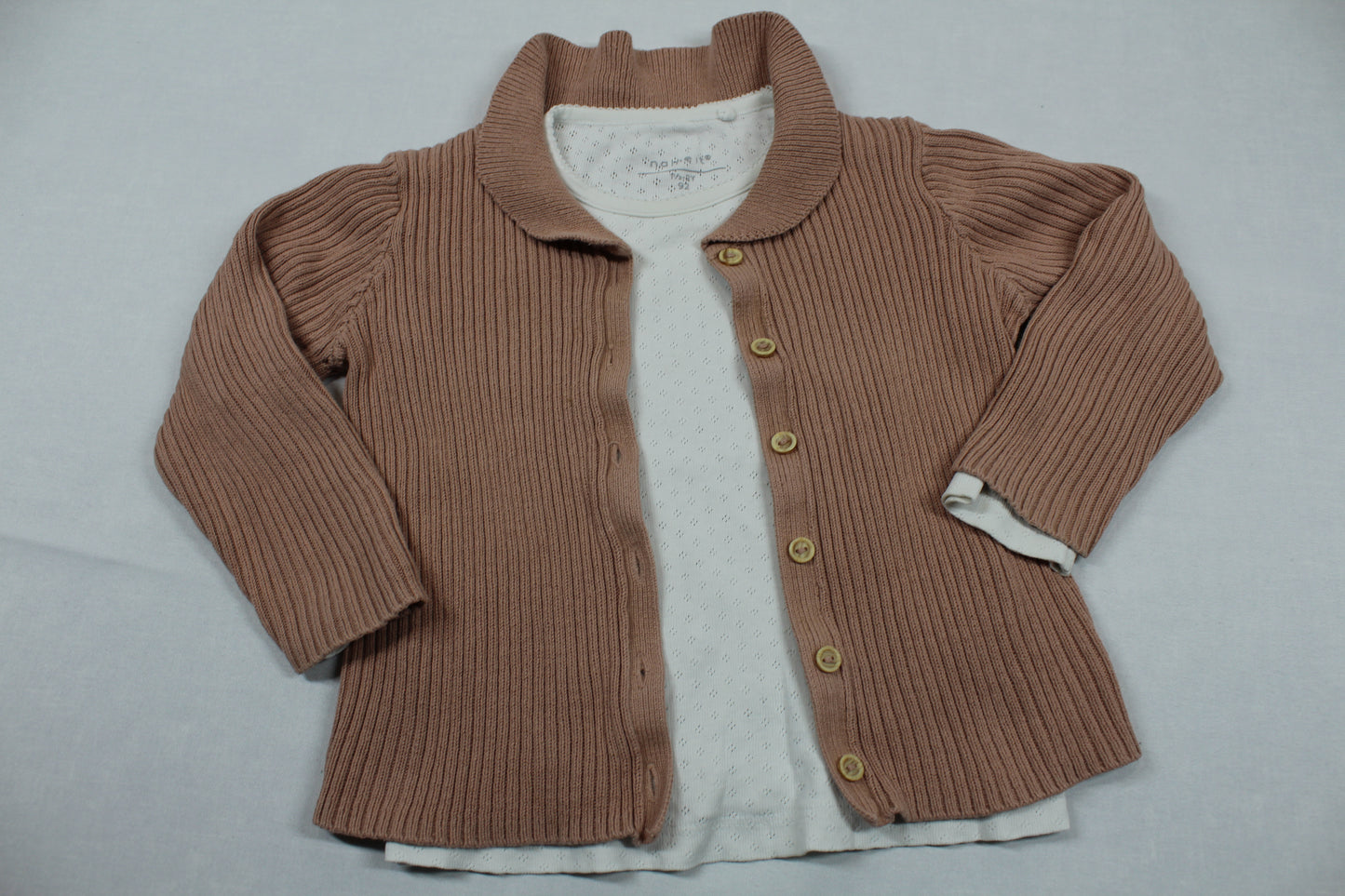Set Braune Weste Weißer Langarmshirt Mädchen 92/98