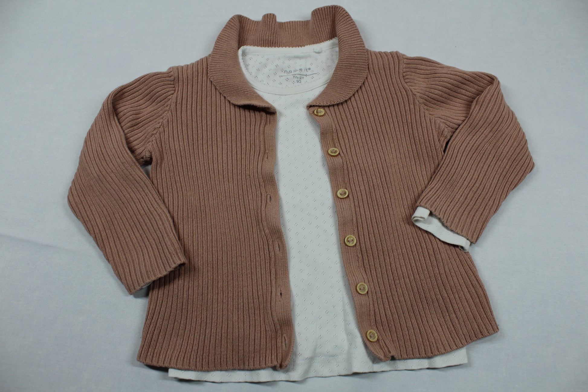Set Braune Weste Weißer Langarmshirt Mädchen 92/98