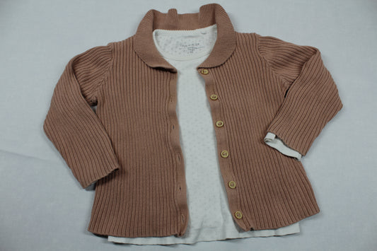 Set Braune Weste Weißer Langarmshirt Mädchen 92/98