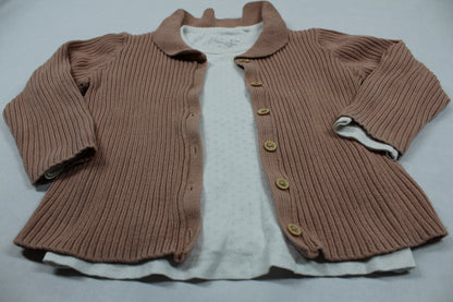 Set Braune Weste Weißer Langarmshirt Mädchen 92/98