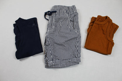 Dreierset Body Uni T-Shirt Kurze Hose gestreift 98-J