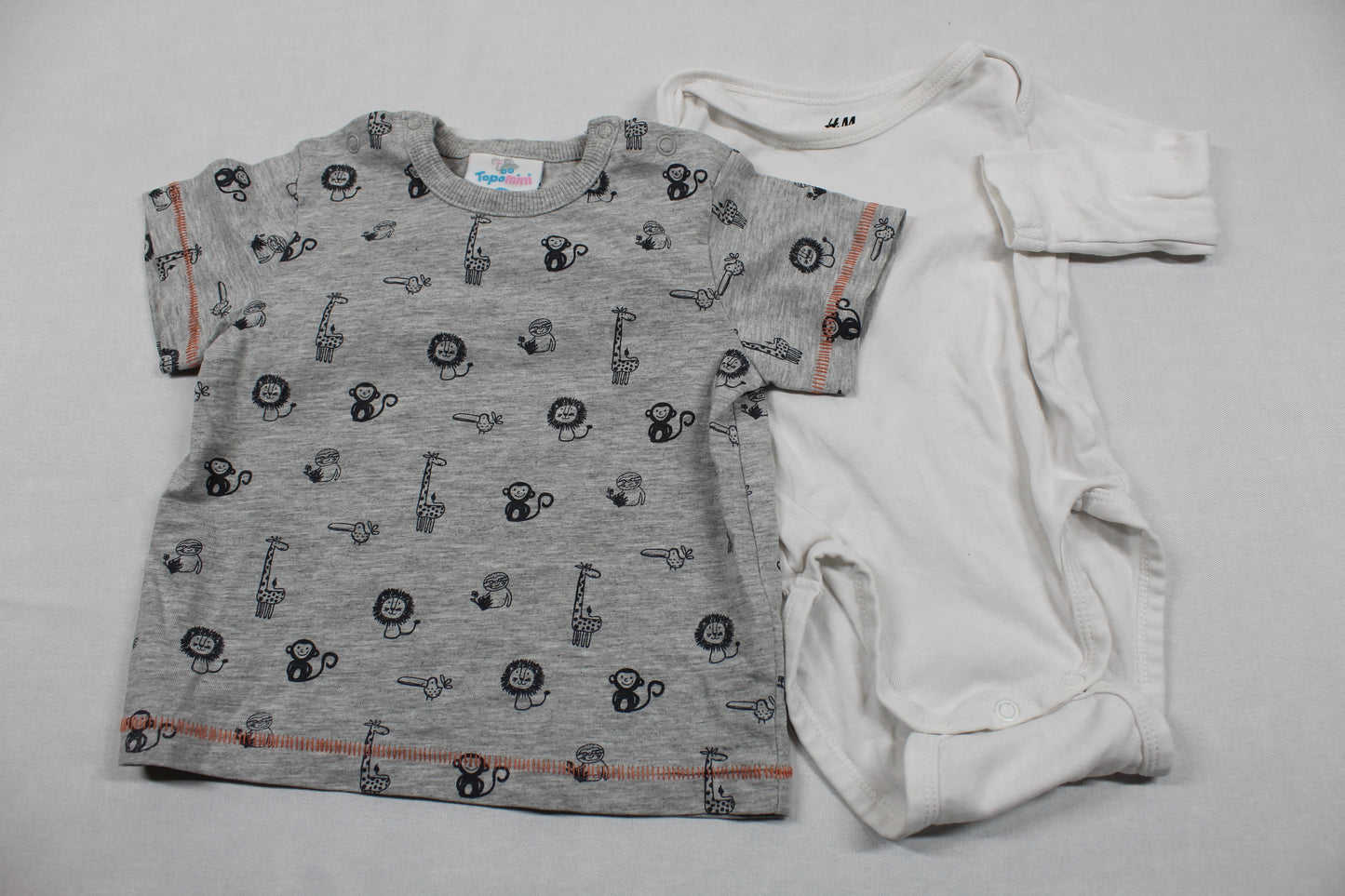 Set T-Shirt Grau Motiv Body Weiß Jungs 62/68