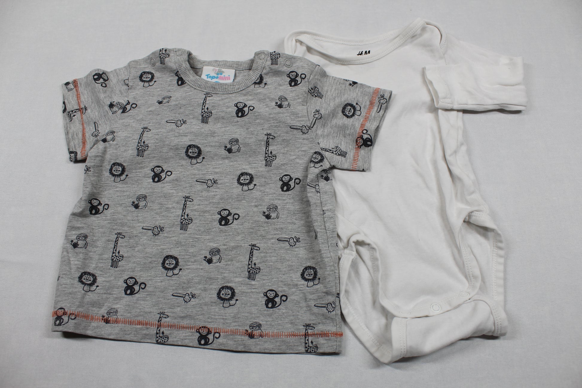 Set T-Shirt Grau Motiv Body Weiß Jungs 62/68