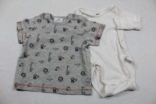 Set T-Shirt Grau Motiv Body Weiß Jungs 62/68