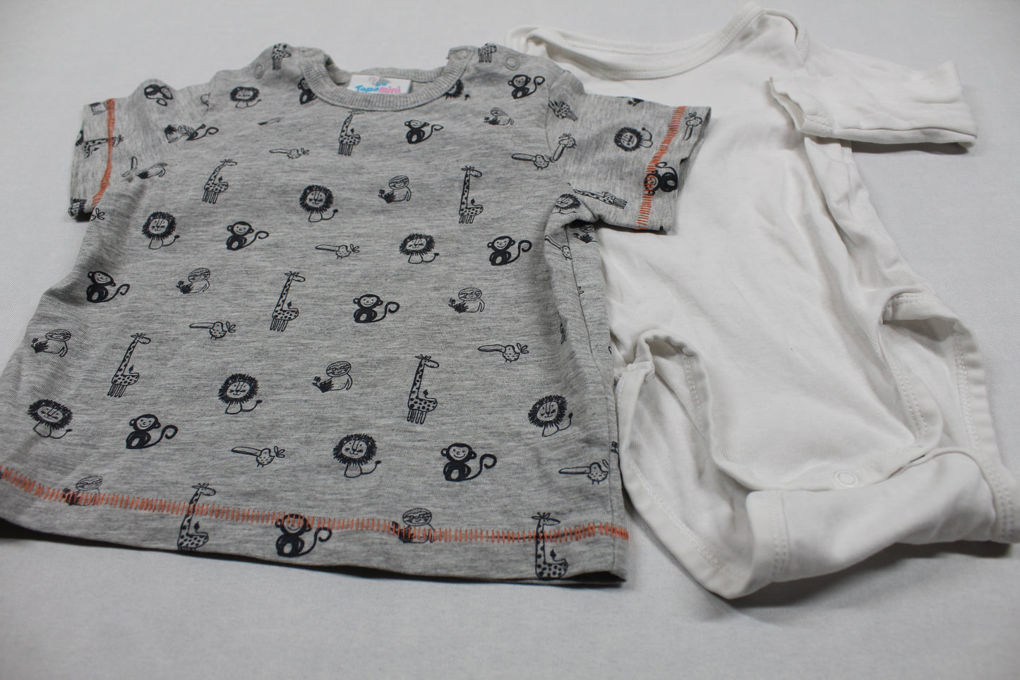 Set T-Shirt Grau Motiv Body Weiß Jungs 62/68