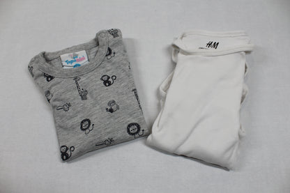 Set T-Shirt Grau Motiv Body Weiß Jungs 62/68