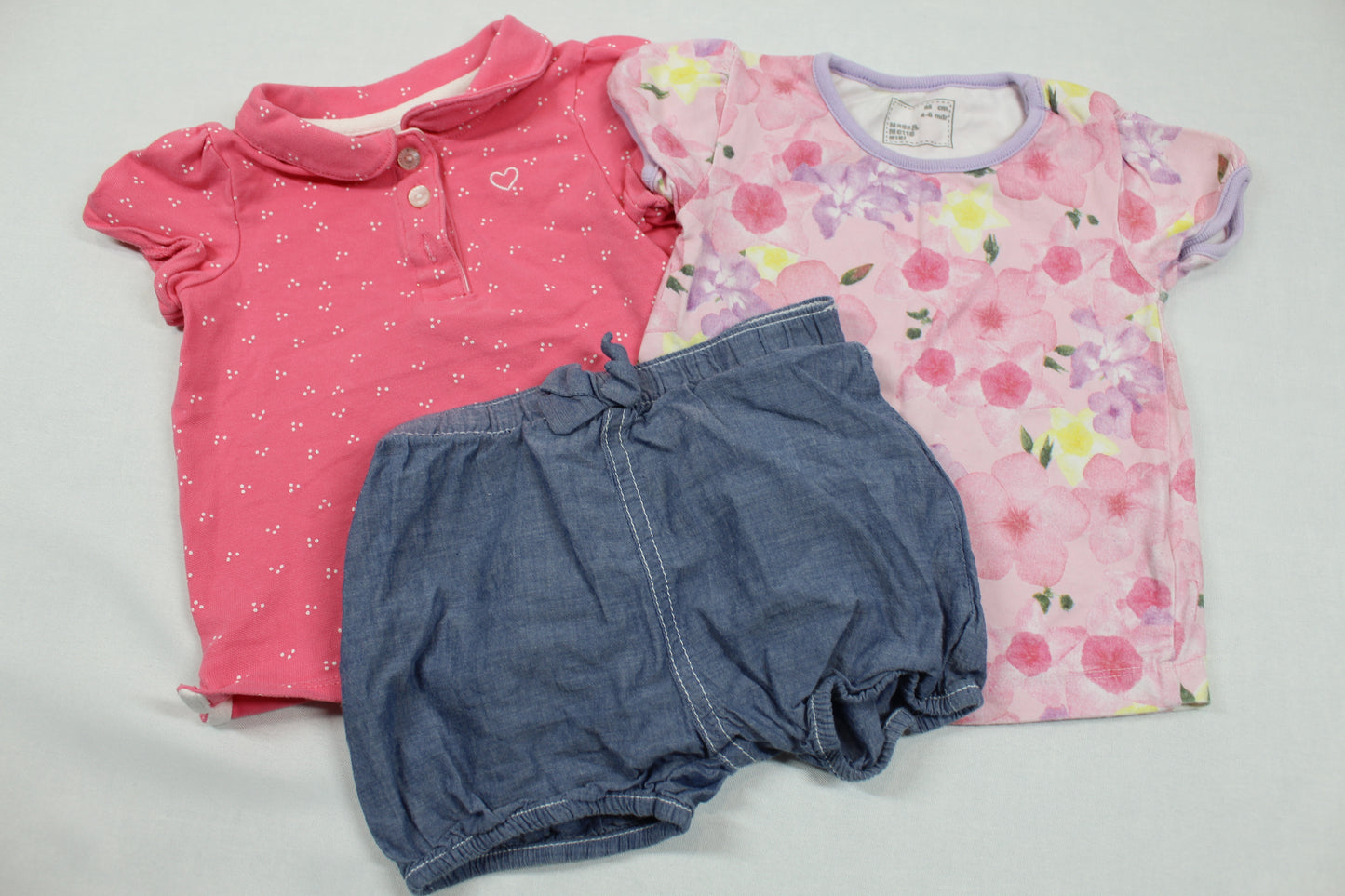 Set zwei T-Shirt Kurze Bluejeans Mädchen 62/68