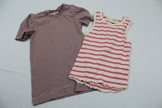 Set Gestreiftes Shirt Uni T-Shirt Mädchen 96/104