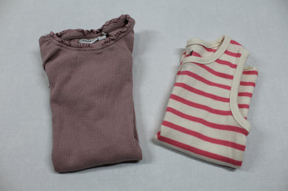 Set Gestreiftes Shirt Uni T-Shirt Mädchen 96/104