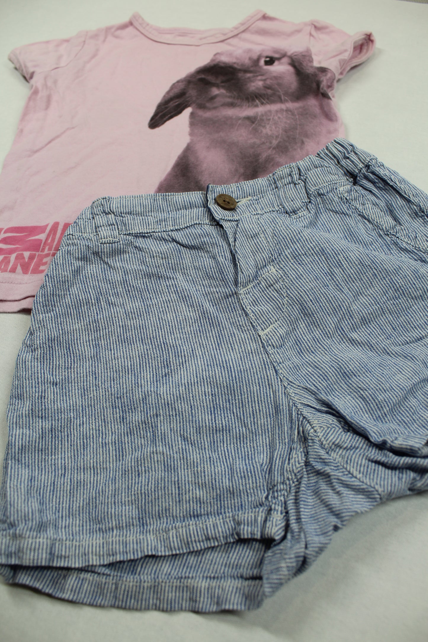 Set Rosa Shirt Motiv  Gestreifte Kurze Hose Mädchen 92