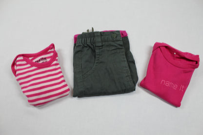 Set Bodys Uni Gestreift Kurze Hose Grün Mädchen 68