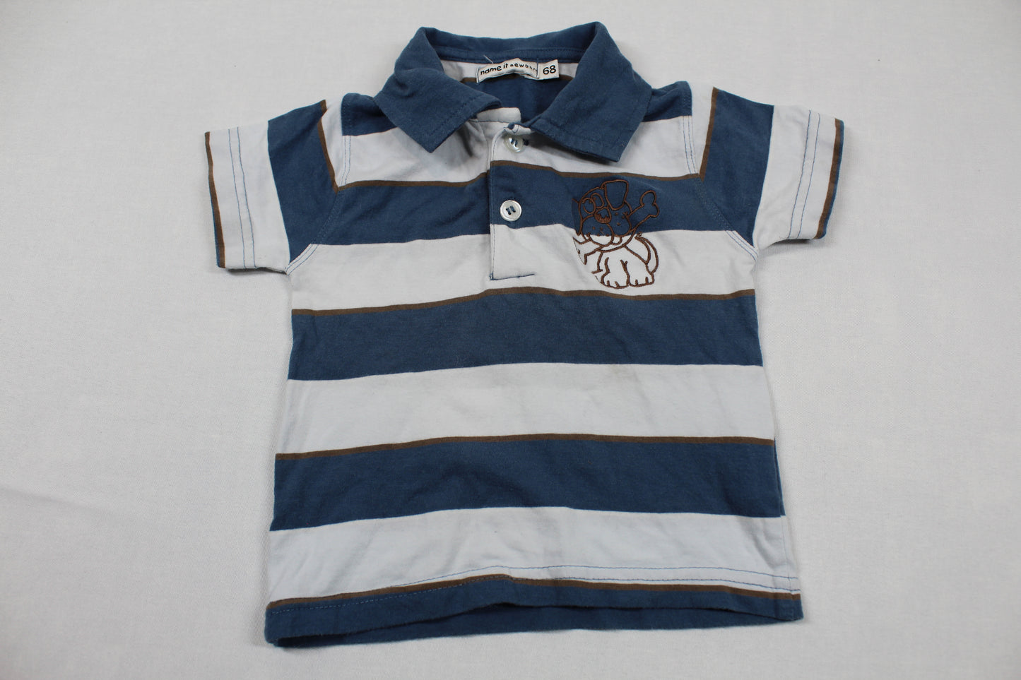 Set Poloshirt Blauweiß gestreift Braune Jeans Jungs 68