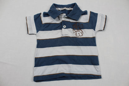 Set Poloshirt Blauweiß gestreift Braune Jeans Jungs 68