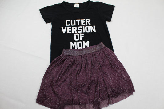 Set Schwarze T-Shirt Motiv Kurzer Rock Mädchen 92