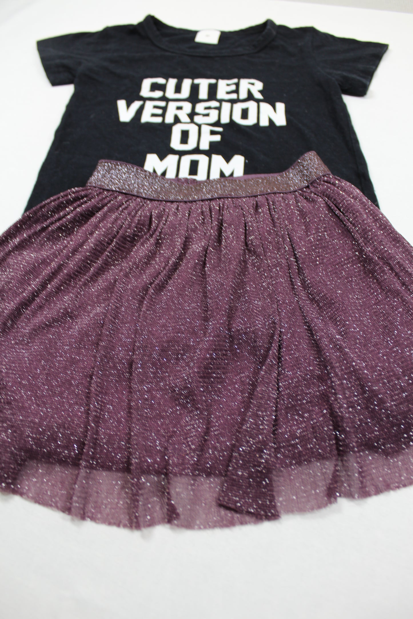 Set Schwarze T-Shirt Motiv Kurzer Rock Mädchen 92