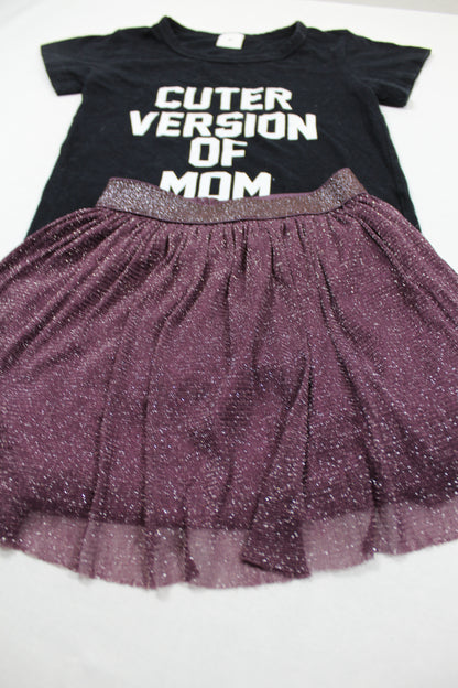 Set Schwarze T-Shirt Motiv Kurzer Rock Mädchen 92