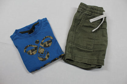 Set Blaues Motiv T-Shirt Grüne Short Jungs 92