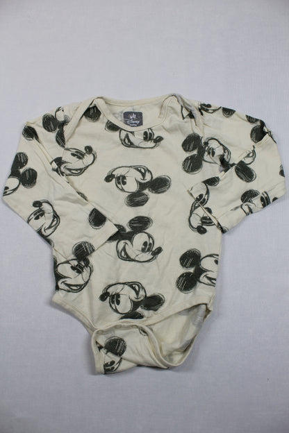 Set Body Motiv Mickey Kurze Braune Hose Jungs 86/92