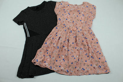 Set Schwarzes Kleid Rosa Blumenkleid Mädchen 110